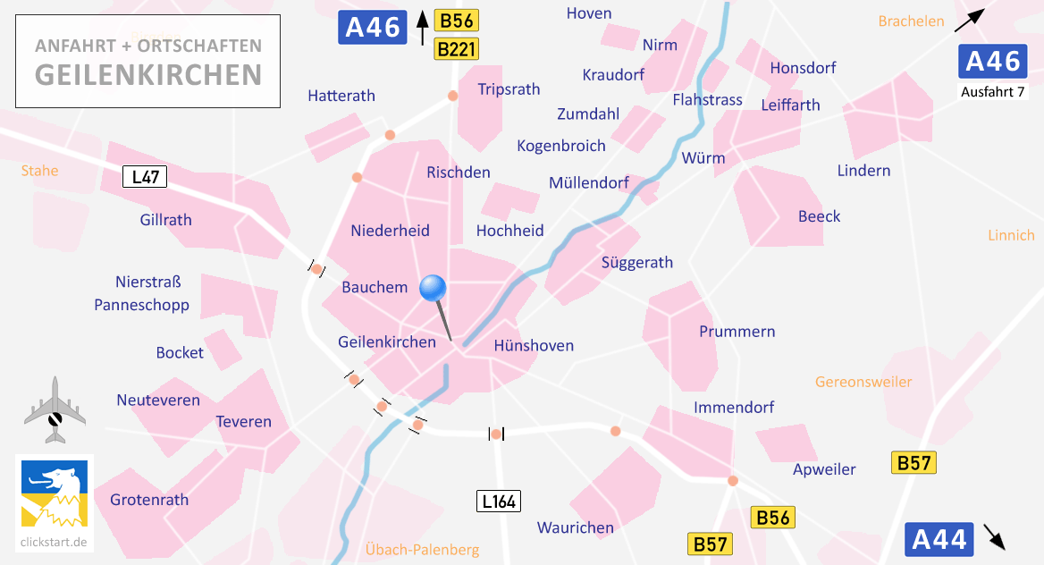 Anfahrt Ortschaften Geilenkirchen Karte