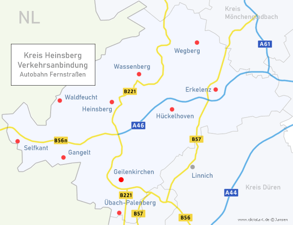 Anfahrt nach Geilenkirchen Bundesstraßen Autobahn